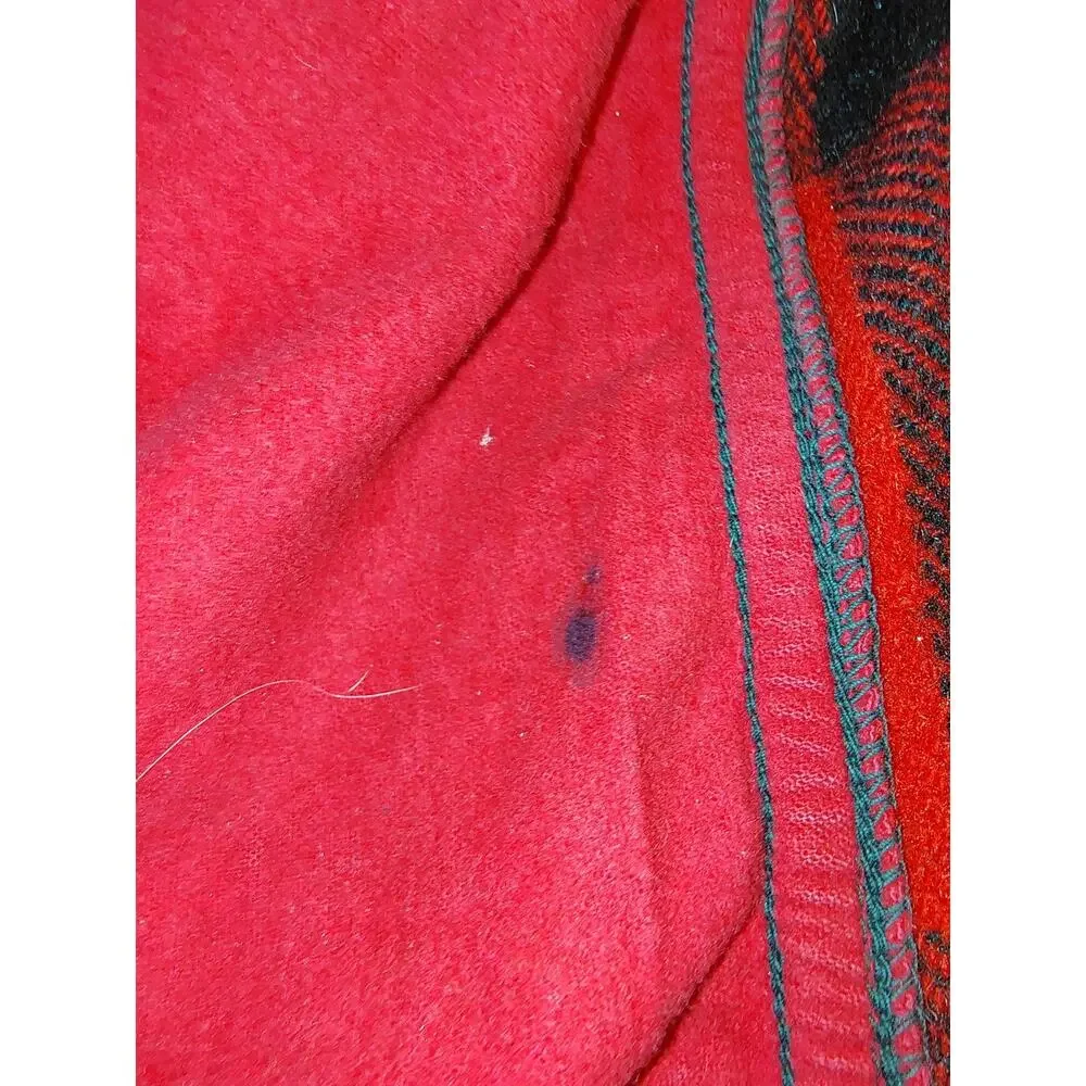 Vintage Johnson Woolen Mills Double Cape Hunting Jacket Red/Black Plaid 40/42